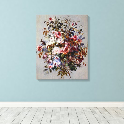 Renoir - Een Bouquet van Rozen Canvas Afdruk (Insitu (Houten vloer))