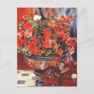 Renoir, Geraniums en Katten Briefkaart