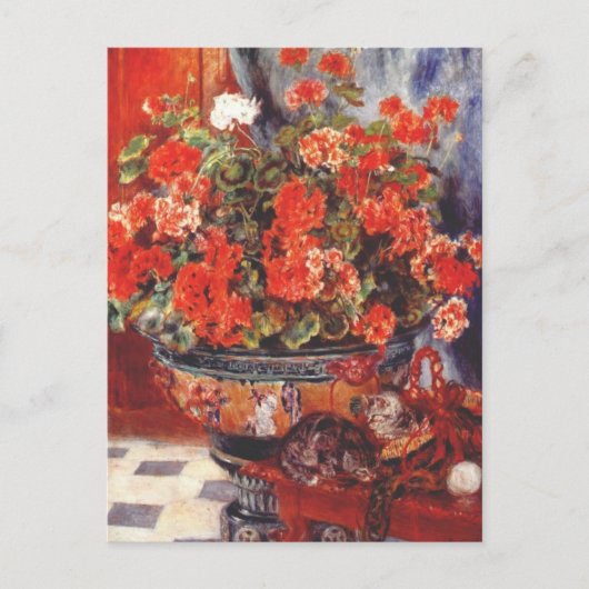 Renoir, Geraniums en Katten Briefkaart (Voorkant)