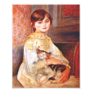Renoir Girl met cat print Foto Afdruk