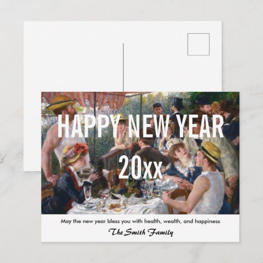 Renoir - Happy New Year / Luncheon Boating Party Briefkaart (Voorkant / Achterkant)