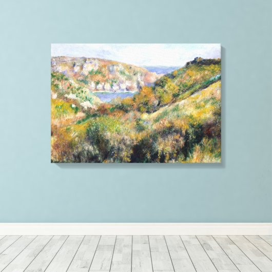 Renoir Hills in de baai van Moulin Huet Guernsey Canvas Afdruk (Insitu (Houten vloer))