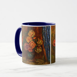 Renoir Impressionistische Rozen in Teal Vaas Kunst Mok