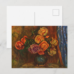 Renoir Impressionistische Rozen in Turquoise Vaas Briefkaart