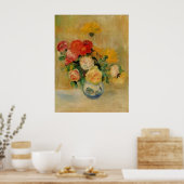 Renoir is een Vase van Rozen en Dahlias Poster (Keuken)