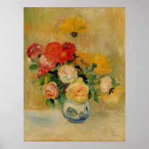 Renoir is een Vase van Rozen en Dahlias Poster