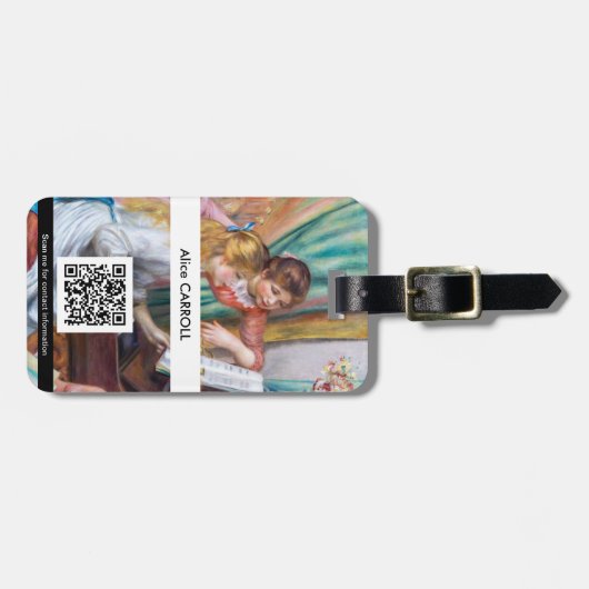 Renoir - Jonge meisjes bij de Piano - QR-code Bagagelabel (Voorkant horizontaal)