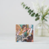 Renoir - Jonge meisjes bij de Piano - QR-code Vierkante Visitekaartje (Staand voorkant)