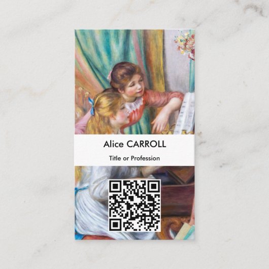 Renoir - Jonge meisjes bij de Piano - QR-code Visitekaartje (Voorkant)