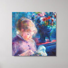 Renoir, Jonge Vrouw Naaiend Uitgerekt Canvas Afdruk