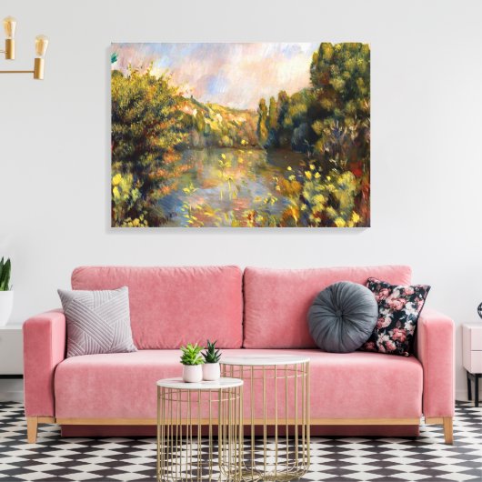 Renoir - Lakeside, landschapsschilderij Canvas Afdruk (Insitu (Woonkamer))