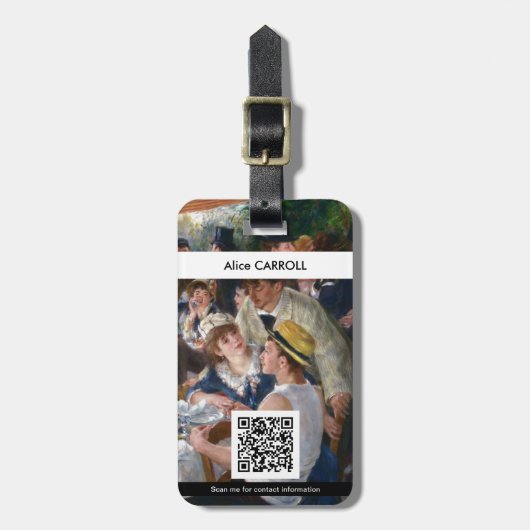 Renoir - Luncheon of Boating Party - QR-code Bagagelabel (Voorkant verticaal)