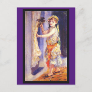 Renoir, meisje met een vogel. briefkaart