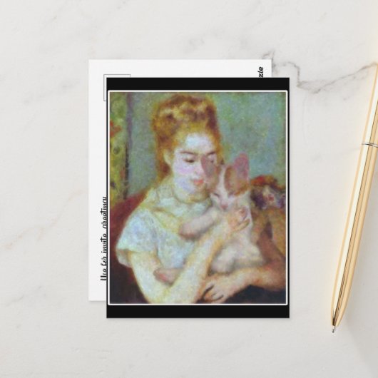 Renoir Meisje Met Kat Briefkaart (Voorkant / Achterkant in situ)