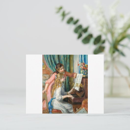 Renoir Meisjes bij het Piano Impressionisme Schild Briefkaart (Staand voorkant)
