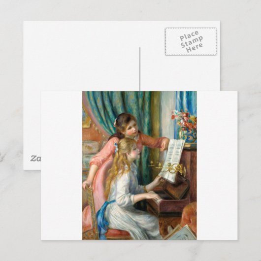 Renoir Meisjes bij het Piano Impressionisme Schild Briefkaart (Voorkant / Achterkant)