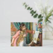 Renoir Meisjes bij het Piano Impressionisme Schild Briefkaart (Staand voorkant)