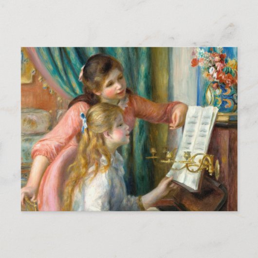 Renoir Meisjes bij het Piano Impressionisme Schild Briefkaart (Voorkant)