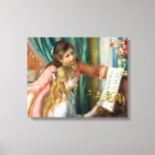 Renoir Meisjes bij het Piano Impressionisme Schild Canvas Afdruk (Voorkant)