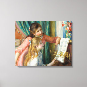 Renoir Meisjes bij het Piano Impressionisme Schild Canvas Afdruk