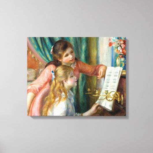 Renoir Meisjes bij het Piano Impressionisme Schild Canvas Afdruk (Voorkant)