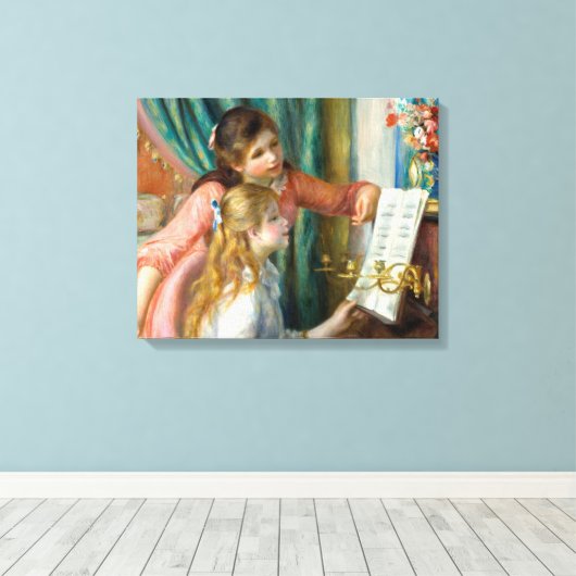 Renoir Meisjes bij het Piano Impressionisme Schild Canvas Afdruk (Insitu (Houten vloer))