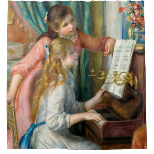 Renoir Meisjes bij het Piano Impressionisme Schild Douchegordijn (Voorkant)