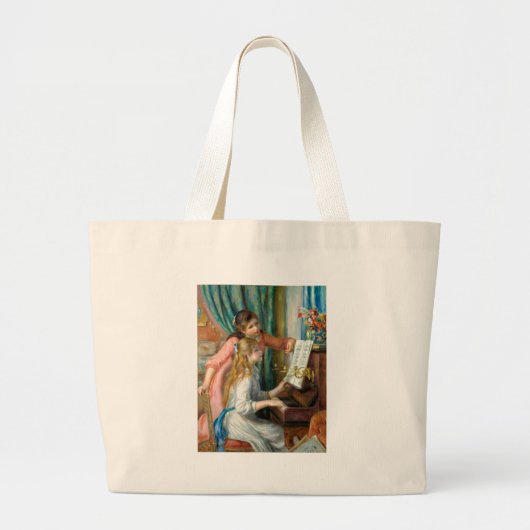 Renoir Meisjes bij het Piano Impressionisme Schild Grote Tote Bag (Voorkant)