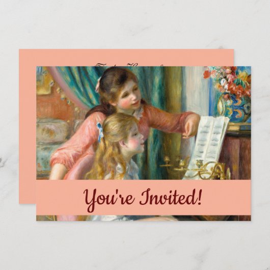 Renoir Meisjes bij het Piano Impressionisme Schild Kaart (Voorkant / Achterkant)