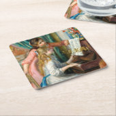 Renoir Meisjes bij het Piano Impressionisme Schild Kartonnen Onderzetters (Schuin)