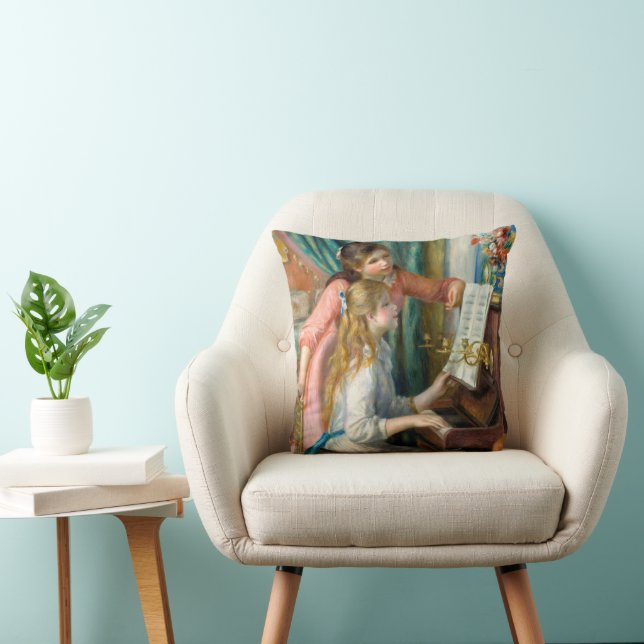 Renoir Meisjes bij het Piano Impressionisme Schild Kussen (Stoel)