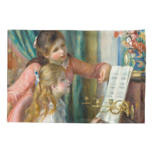 Renoir Meisjes bij het Piano Impressionisme Schild Kussensloop (Achterkant)