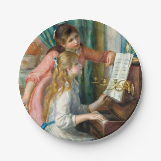 Renoir Meisjes bij het Piano Impressionisme Schild Papieren Bordje (Voorkant)