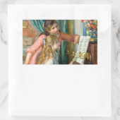 Renoir Meisjes bij het Piano Impressionisme Schild Rechthoekige Sticker (Tas)