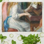 Renoir Meisjes bij het Piano Impressionisme Schild Theedoek (Gevouwen)