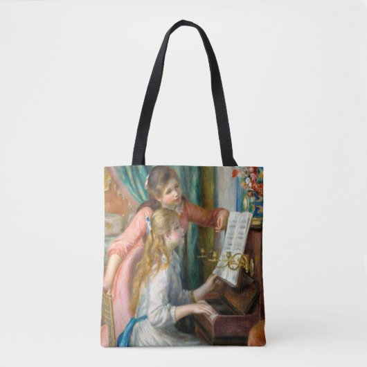 Renoir Meisjes bij het Piano Impressionisme Schild Tote Bag (Voorkant)