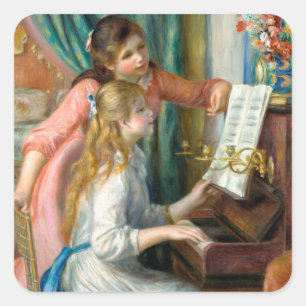 Renoir Meisjes bij het Piano Impressionisme Schild Vierkante Sticker