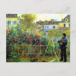 Renoir - Monet Painting in zijn tuin Briefkaart