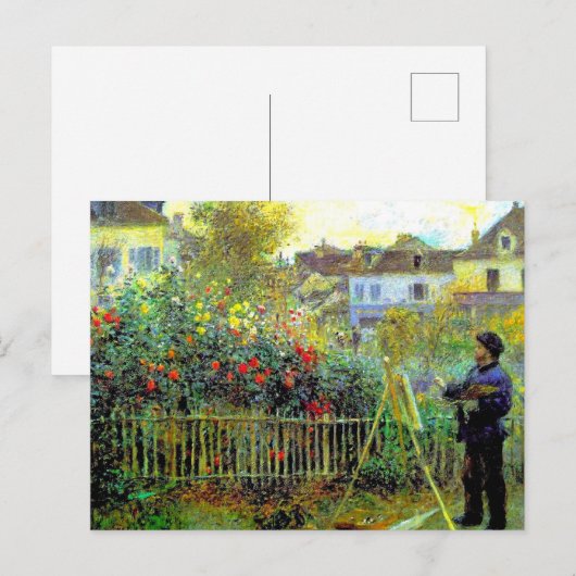 Renoir - Monet Painting in zijn tuin Feestdagenkaart (Voorkant / Achterkant)