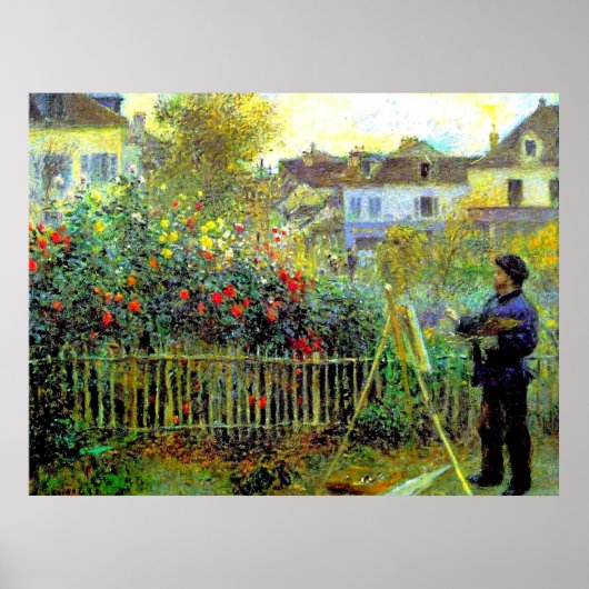 Renoir - Monet Painting in zijn tuin Poster (Voorkant)