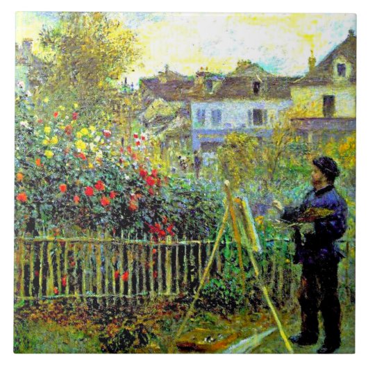 Renoir - Monet Painting in zijn tuin Tegeltje (Voorkant)
