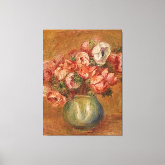  Renoir Pink Groen Geel Anemones Canvas Afdruk (Voorkant)