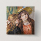 Renoir - Portret van twee kleine meisjes Vierkante Button 5,1 Cm (Voorkant)