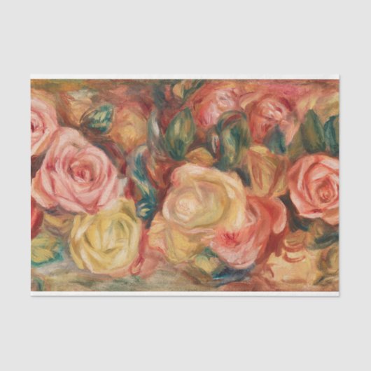 Renoir  Red Flowers Rozen ontkoppeling Tissuepapier (Voorkant)