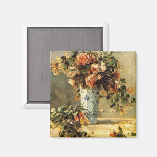 Renoir Roos en Jasmine in een Delft Vase Magneet (Voorkant / Achterkant)