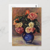 Renoir - Roses in a Blue Vase Briefkaart (Voorkant / Achterkant)