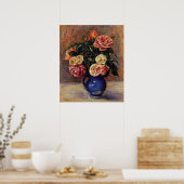 Renoir - Roses in a Blue Vase Poster (Keuken)