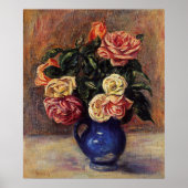 Renoir - Roses in a Blue Vase Poster (Voorkant)