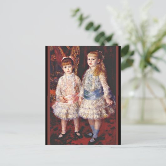 Renoir - Roze en blauw, beroemd schilderij, Briefkaart (Staand voorkant)