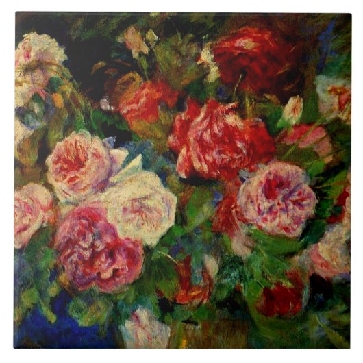 Renoir - Rozen, beroemd schilderij, Tegeltje (Voorkant)